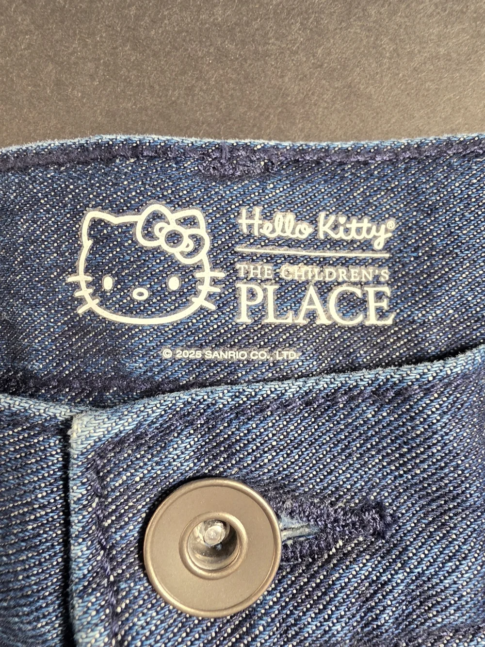 The Children's Place Dark Blue Denim Hello Kitty Jeans with Cream & Pink Accents